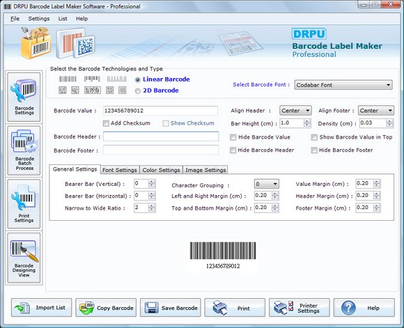 Screenshot of Free Barcode Font