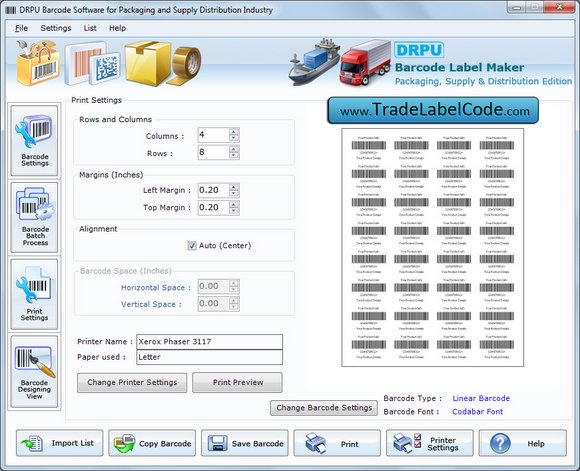 Screenshot of Parcels and Luggage Barcode Fonts